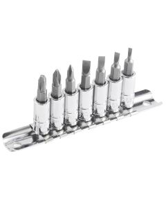 Genius Tools 7 Piece 1/4" Dr. Slotted & Phillips Bit Socket Set - BS-207S