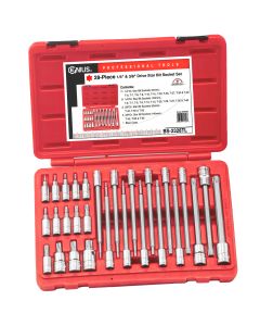 Genius Tools 28 Piece 1/4" & 3/8" Dr. Star Bit Socket Set - BS-2328TL