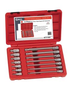 Genius Tools 14 Piece 3/8" Dr. Triple Square Bit Socket Set - BS-314MX