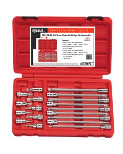 Genius Tools 18 Piece 3/8" Dr. Slotted & Phillips Long Bit Socket - BS-318PL