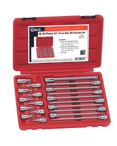 Genius Tools 20 Piece 3/8" Dr. Star Bit Socket Set - BS-320TX