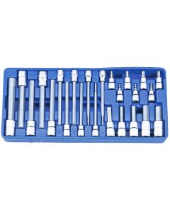 Genius Tools 24 Piece 3/8" & 1/2" Dr. SAE Hex Bit Socket Set - BS-3424H