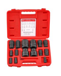 Genius Tools 16 Piece 1" Dr. Metric Hex Bit Socket Set (CR-Mo) - BS-816H