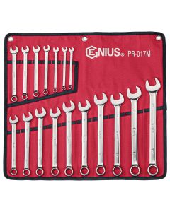 Genius Tools 17 Piece Metric Combination Wrench Set (Mirror Finish) - PR-017M