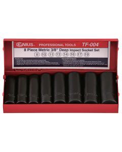 Genius Tools 8 Piece 3/8" Dr. Metric Deep Impact Socket Set - TF-004