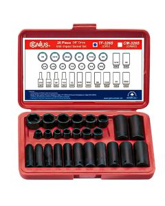 Genius Tools 26 Piece 3/8" Dr. SAE Impact Socket Set - TF-326S