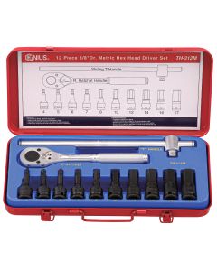 Genius Tools 12 Piece 3/8" Dr. Metric Hex Impact Bit Socket Set (CR-Mo) - TH-312M