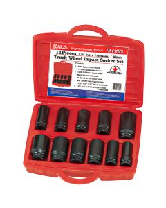 Genius Tools 11 Piece 3/4" Dr. Metric & SAE Truck Wheel Impact Socket Set (CR-Mo) - TR-611MS