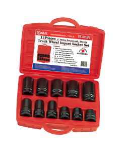 Genius Tools 11 Piece 1" Dr. Metric & SAE Truck Wheel Impact Socket Set (CR-Mo) - TR-811MS