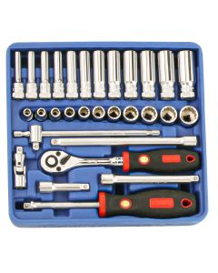 Genius Tools 30 Piece 1/4" Dr. Metric Deep Hand Socket Set - TW-230M