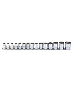 Genius Tools 15 Piece 1/2" Dr. Metric Hand Socket Set (12-Point) - TW-415M