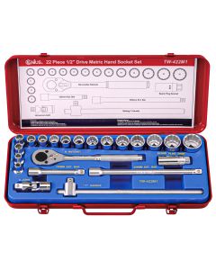 Genius Tools 22 Piece 1/2" Dr. Metric Hand Socket Set (12-Point) - TW-422M1