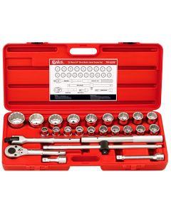 Genius Tools 25 Piece 3/4" Dr. Metric Hand Socket Set (12-Point) (CR-Mo) - TW-625M