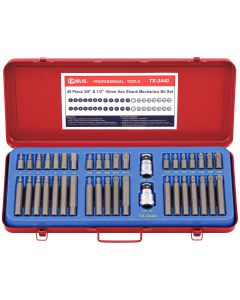 Genius Tools 40 Piece 3/8" & 1/2" 10mm Hex Shank Mechanics Bit Set - TX-3440