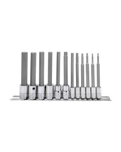 Genius Tools 12 Piece 1/4" & 3/8" Dr. Metric Hex Bit Socket Set - BS-2312HL