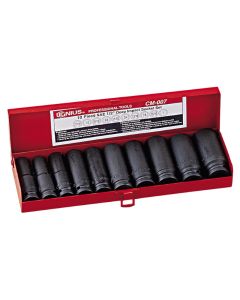 Genius Tools 10 Piece 1/2" Dr. SAE Deep Impact Socket Set (CR-Mo) - CM-007