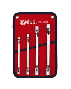 Genius Tools 4 Piece SAE Double Flexible Socket Wrench Set (Mirror Finish) - DF-504S