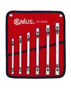 Genius Tools 6 Piece Metric Double Flexible Socket Wrench Set (Mirror Finish) - DF-506M