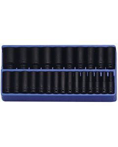 Genius Tools 24 Piece 1/2" Dr. Metric Deep Impact Socket Set (CR-Mo) - (Old Part# DI-425M) - DI-424M