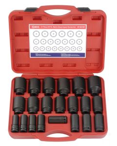 Genius Tools 21 Piece 3/4" Dr. Metric Deep Impact Socket Set (CR-Mo) - DI-621M