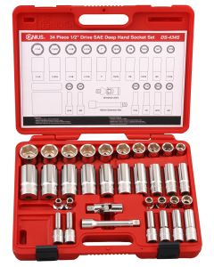 Genius Tools 34 Piece 1/2" Dr. SAE Hand Socket Set - DS-434S