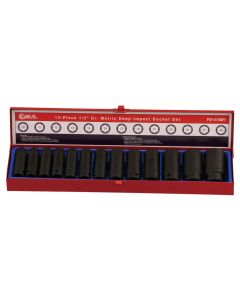 Genius Tools 13 Piece 1/2" Dr. Metric Deep Impact Socket Set - (Old Part# FD-414M1) - TD-413M