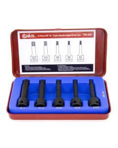 Genius Tools 5 Piece 3/8" Dr. Triple Square Impact Bit Socket Set (CR-Mo) - TM-305