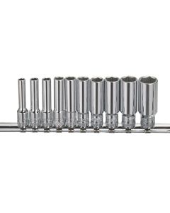 Genius Tools 10 Piece 1/4" Dr. SAE Deep Hand Socket Set - GD-210S