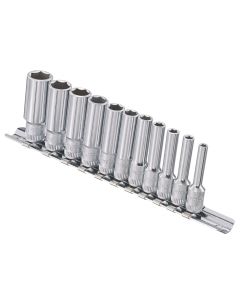 Genius Tools 11 Piece 1/4" Dr. Metric Deep Hand Socket Set - GD-211M