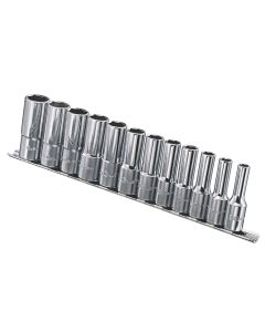 Genius Tools 12 Piece 3/8" Dr. Metric Deep Hand Socket Set - GD-312M