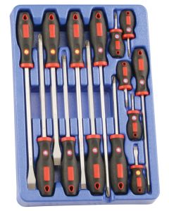 Genius Tools 14 Piece Slotted, Phillips & Posidriv Screwdriver Set - MS-014